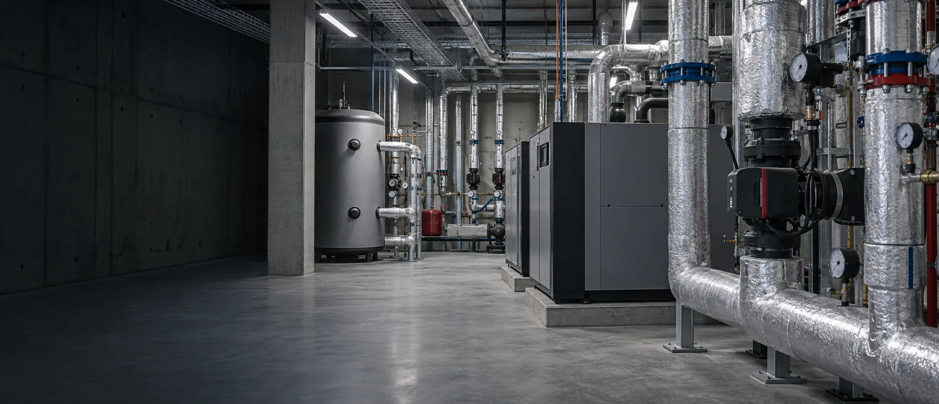 Installation hydraulique dans un local technique professionnel